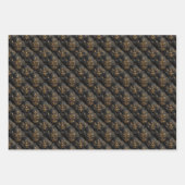 Luxuriöse Schwarz-Gold-Barock-Muster Geschenkpapier Set (Vorderseite)