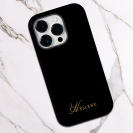 Luxuriöse Schwarz & Gold-elegante Script Monogram Case-Mate iPhone 14 Pro Hülle