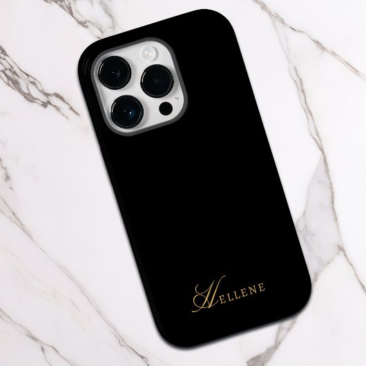 Luxuriöse Schwarz & Gold-elegante Script Monogram Case-Mate iPhone Hülle