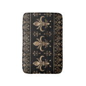 Luxuriöse Schwarz-Gold-Fleur-de-lis-Ornament Badematte (Vorderseite Vertikal)