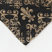 Luxuriöse Schwarz-Gold-Fleur-de-lis-Ornament Fleecedecke (Ecke)