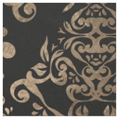 Luxuriöse Schwarz-Gold-Fleur-de-lis-Ornament Stoff (Nahaufnahme)