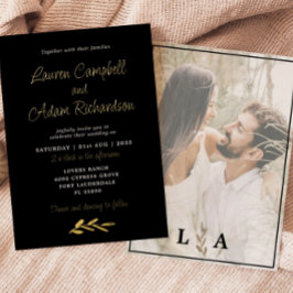 Luxuriöse Schwarz-Gold-Foil-Hochzeit Einladung