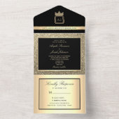 Luxuriöse Schwarz-Gold-Hochzeit All In One Einladung (Innen Boden)