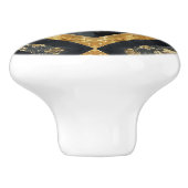 Luxuriöse Schwarz-Gold-Marmor Geometrisches Muster Keramikknauf (Seitenansicht)