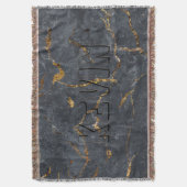 Luxuriöse Schwarz-Gold-Marmor-Textur Monogram Decke (Vorderseite Vertikal)