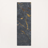 Luxuriöse Schwarz-Gold-Marmor-Textur Monogram Yogamatte (Vorderseite)