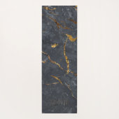 Luxuriöse Schwarz-Gold-Marmor-Textur Monogram Yogamatte (Rückseite)
