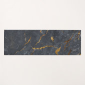 Luxuriöse Schwarz-Gold-Marmor-Textur Monogram Yogamatte (Vorderseite (Horizontal))