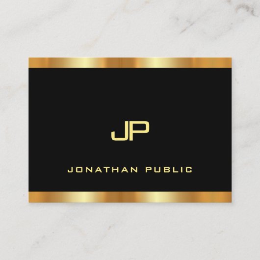 Luxuriöse Schwarz-Gold-Moderne Monogramm-Vorlage Visitenkarte (Vorderseite)