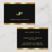 Luxuriöse Schwarz-Gold-Moderne Monogramm-Vorlage Visitenkarte (Vorne/Hinten)