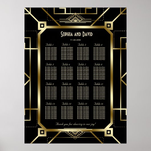 Luxuriöse Schwarz-Gold-Seetabelle Poster (Vorne)