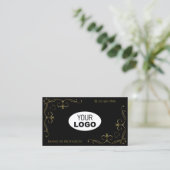 Luxuriöse Schwarz-Gold-Verziert-Eckbänder mit Logo Visitenkarte (Stehend Vorderseite)