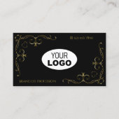 Luxuriöse Schwarz-Gold-Verziert-Eckbänder mit Logo Visitenkarte (Vorderseite)