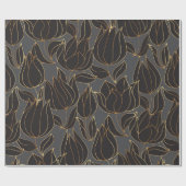 Luxuriöse schwarz-goldene Tulpe nahtlose Patrone Geschenkpapier (Flach)