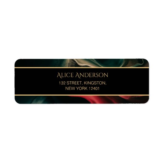 Luxuriöse, schwarz-grün goldfarbene Rücksendeadres (Vorne)