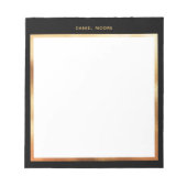 Luxuriöse Schwarz & Metallic Gold Frame Monogram Notizblock (Vorderseite)