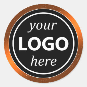 Luxuriöse Schwarz-Orange-Rahmen-Logo-Vorlage Moder Runder Aufkleber