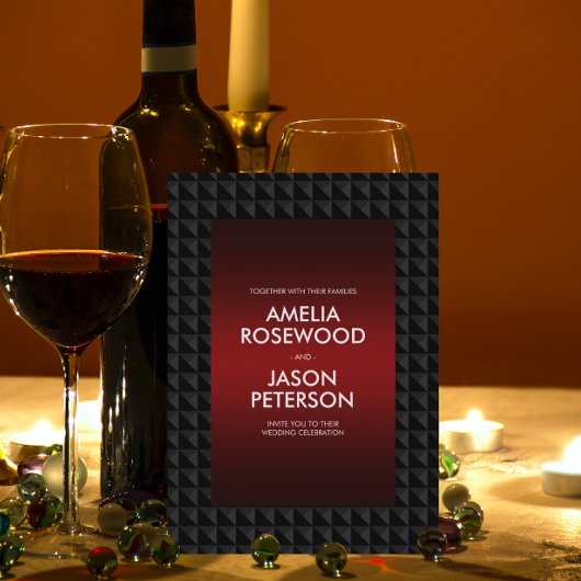 Luxuriöse Schwarz Polygon Shape Muster Hochzeit Einladung