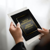 Luxuriöse Schwarz Polygon Shape Muster Hochzeit Einladung