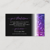 Luxuriöse Schwarz Rosa Lila Sparkle Glitzer Monogr Visitenkarte (Rückseite)