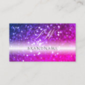 Luxuriöse Schwarz Rosa Lila Sparkle Glitzer Monogr Visitenkarte (Vorderseite)