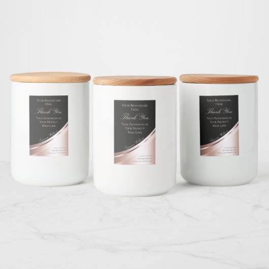 Luxuriöse Schwarz-Rose-Gold-Dekoration Danke-Label Lebensmitteletikett (Flaschen)