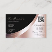 Luxuriöse Schwarz-Rose-Gold-Dekoration mit Logo un Visitenkarte (Rückseite)