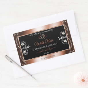 Luxuriöse Schwarz-Rose-Gold-Dekormarken Rechteckiger Aufkleber
