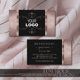 Luxuriöse Schwarz-Rose-Gold-Glitzer Verziertes Add Visitenkarte
