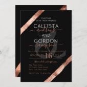 Luxuriöse Schwarz Rose Gold Pinselstrich Rahmen Ho Einladung (Vorne/Hinten)