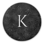 Luxuriöse Schwarz-Textur mit weißen Glitzern Keramikknauf (Vorderseite)