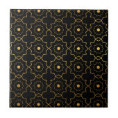 Luxuriöse Schwarz und Gold Geometric Star Tile Fliese (Vorderseite)