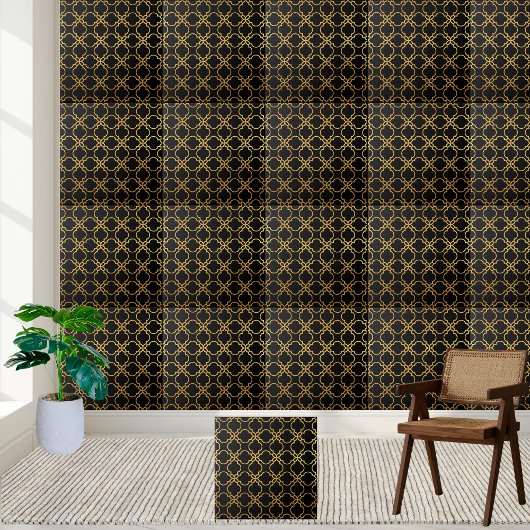 Luxuriöse Schwarz und Gold geometrische Tile Fliese
