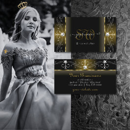 Luxuriöse Schwarz und Gold gequiggelte Juwelen Mon Visitenkarte