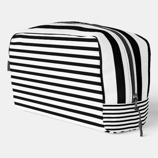 Luxuriöse, schwarz und weiß gestreifte Toilettenbe Waschbeutel (Rechte Ecke)