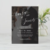 Luxuriöse Schwarz-Weiß-Foto QR-Code Klassik Hochze Einladung (Stehend Vorderseite)