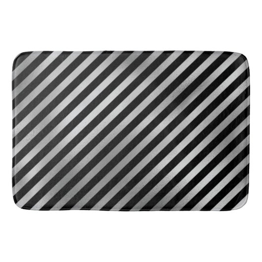 Luxuriöse schwarz-weiß gestreifte Badematte (Vorderseite)