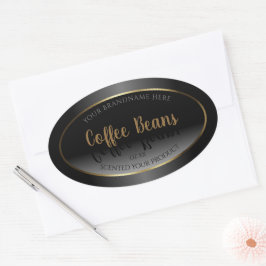 Luxuriöse Schwarz-Weiß-Produktetiketten Gold Frame Ovaler Aufkleber