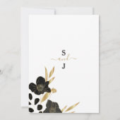 Luxuriöse Schwarz-weiße goldfarbene Hochzeit Einladung (Rückseite)