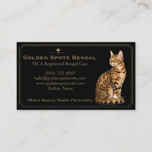 Luxuriöse schwarze Bengalkatzen-Cattery individuel Visitenkarte