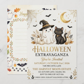 Luxuriöse schwarze Gold-Halloween-Party-Einladungs Feiertagskarte