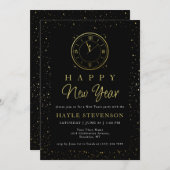 Luxuriöse Schwarze Gold jubeln zum Neujahrsfest Pa Einladung (Vorne/Hinten)