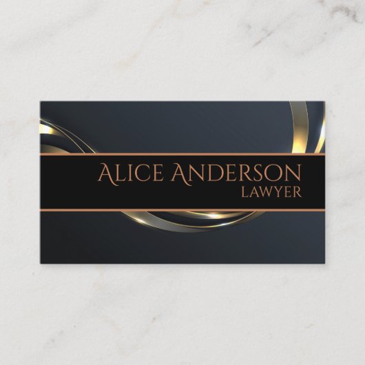 Luxuriöse schwarze goldene elegante Anwaltskarte B Visitenkarte (Vorderseite)