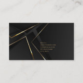 Luxuriöse schwarze goldene elegante Anwaltskarte B Visitenkarte (Rückseite)