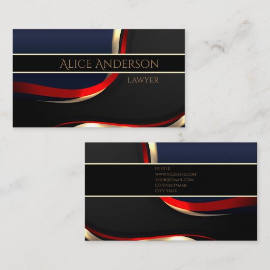 Luxuriöse schwarze goldene elegante Anwaltskarte B Visitenkarte (Vorne/Hinten)