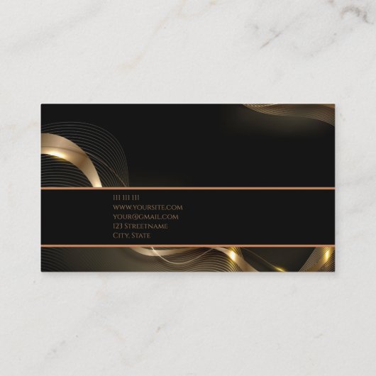 Luxuriöse schwarze goldene elegante Anwaltskarte B Visitenkarte (Rückseite)