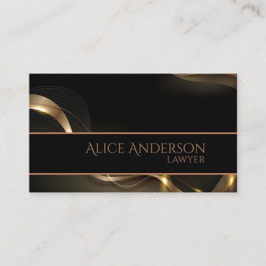 Luxuriöse schwarze goldene elegante Anwaltskarte B Visitenkarte (Vorderseite)