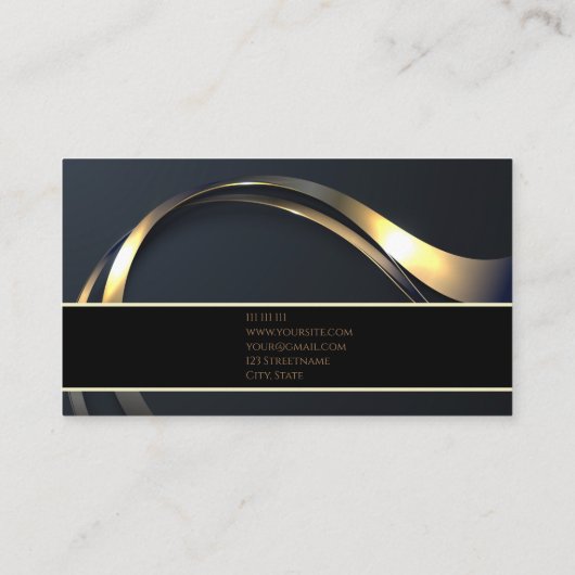 Luxuriöse schwarze goldene elegante Anwaltskarte B Visitenkarte (Rückseite)