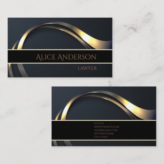 Luxuriöse schwarze goldene elegante Anwaltskarte B Visitenkarte (Vorne/Hinten)